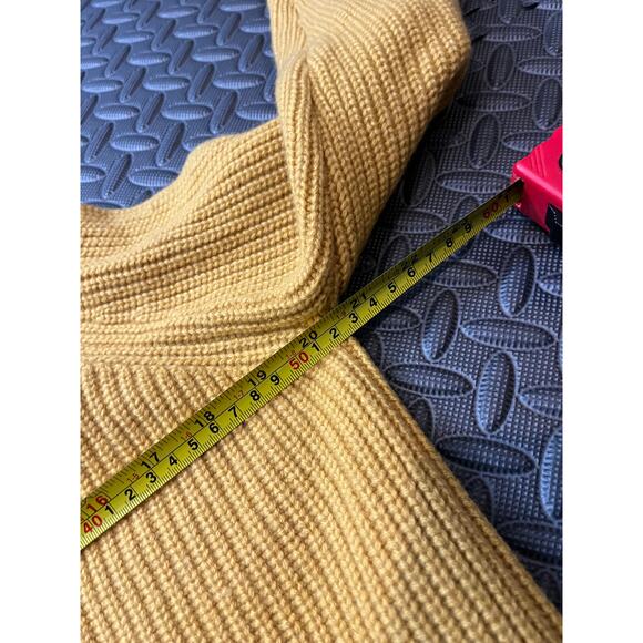 Michelle Mason Wool Cashmere Cold Shoulder Sweater Mustard Yellow Womens P XS - Picture 6 of 7